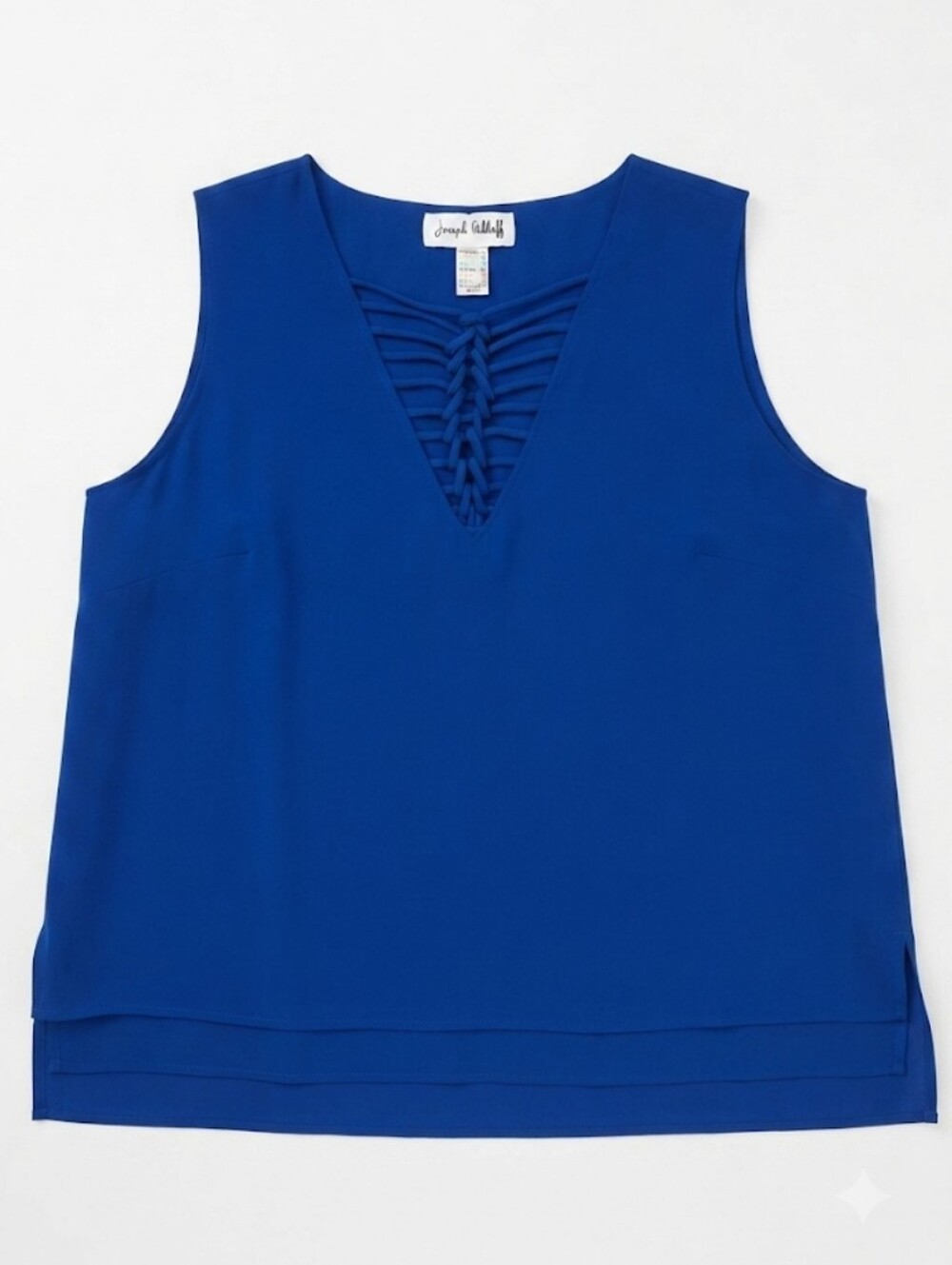 Joseph Ribkoff Cobalt Blue Sleeveless V-Neck Tank with Braided Placket